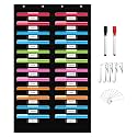 REGELETO 24 Pockets File Storage Pocket Chart with 24 Nametag Pockets, Hanging Wall File Organizer for Classroom and Office, Organize Your Assignments, Files, Scrapbooks, Paper (Black-24 pockets)