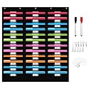 REGELETO 36 Pockets File Storage Pocket Chart with 36 Nametag Pockets, Hanging Wall File Organizer for Classroom and Office, Organize Your Assignments, Files, Scrapbooks, Paper (Black-36 Pockets)