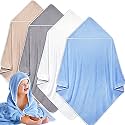Reginary 4 Pack Soft 100% Coral Fleece Hooded Baby Bath Towels, Khaki Mix