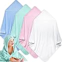 Reginary 4 Pack Hooded Baby Bath Towels Coral Fleece, Candy Mix, Solid