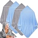 Reginary 4 Pack Hooded Baby Bath Towels Coral Fleece, Gray Blue, Solid