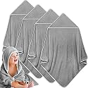 Reginary 4 Pack Hooded Baby Bath Towels Coral Fleece, Gray, Solid