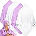 Reginary 4 Pack Hooded Baby Bath Towels Coral Fleece, Beige Purple, Solid