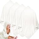 Reginary 4 Pack Soft 100% Coral Fleece Hooded Baby Bath Towels, White