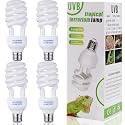 Reginary 4 Pcs Reptile Uvb Bulb 10.0 26w, Uvb Light for Bearded Dragon