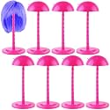 Reginary 8 Pcs Wig Stands for Multiple Wig Hat Stands for Display, Rose Red
