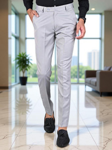 AENT Regular Fit Men Grey Trousers