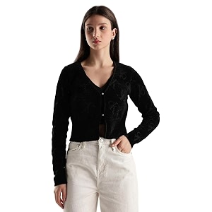 Regular Fit Modal V-Neck Front-Open Sweater