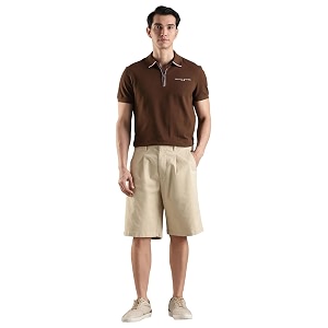 Regular fit Solid mid Rise Shorts