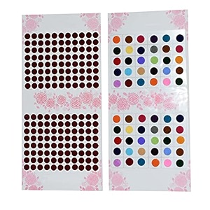 regular plain multi red marron black combo colored round small medium large bindis sticker - bindi for women ladies stylish set of 1 marron size 6 multi size 5 pack of 2