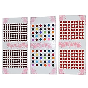 regular plain multi red marron black combo colored round small medium large bindis sticker - bindi for women ladies stylish set of 1 marron red multi size 5 pack of 3