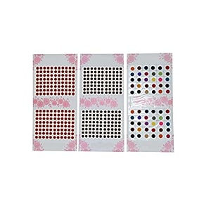 regular plain multi red marron black combo colored round small medium large bindis sticker - bindi for women ladies stylish set of 1 multi size 5 red amp marron size 6 pack of 3