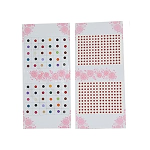 regular plain multi red marron black combo colored round small medium large bindis sticker - bindi for women ladies stylish set of 1 multi size 7 red size 8 pack of 2
