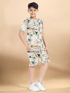 regy boys printed polycotton kids nightwear beige pack of 1