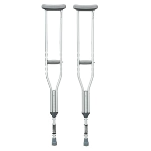 rehamo underarm crutches for adults amp seniors  adjustable height aluminium walking crutch pair with spring system padded hand amp underarm support  lightweight axillary crutches 1-year warranty