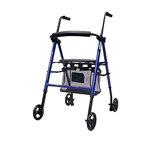 rehamo rollie eco aluminum 4-wheel foldable rollator walker - durable compact adjustable lightweight mobility aid with comfortable seat for adults
