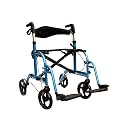 Rehamo Rollie FP Euro Style 2 in 1 Rollator/Wheelchair with Aluminium Alloy Frame Foldable with Height-Adjustable Handles, Fabric Cushion, Rear Wheels with Brakes, & Utility Bag | 1 Year Warranty