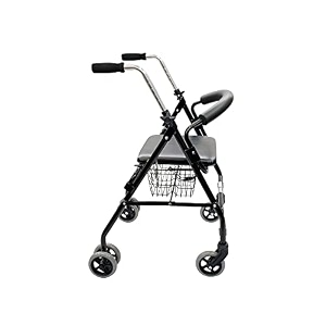 rehamo rollie eco aluminum 4-wheel foldable rollator walker - durable compact adjustable lightweight mobility aid with comfortable seat for adults