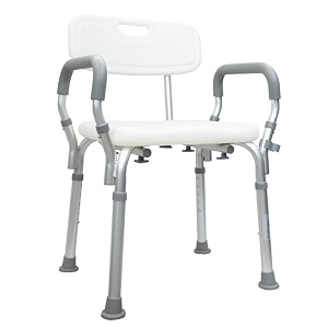 rehamo safesit shower chair seat with padded armrests and back  heavy duty shower chair for seniors with removable back and adjustable legs tool-free shower seat for bathroom bathtub