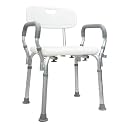 Rehamo Safesit Shower Chair Seat with Padded Armrests and Back | Heavy Duty Shower Chair for Seniors with Removable Back and Adjustable Legs| Tool-Free Shower Seat for Bathroom, Bathtub