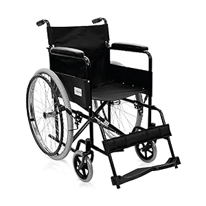 rehamo steely econo m-steel foldable frame with half removable backrest large castor wheels nylon upholstery amp textured handrim  1 year warranty