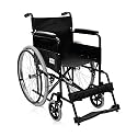 Rehamo Steely Econo M-Steel Foldable Frame with Half Removable Backrest, Large Castor Wheels, Nylon Upholstery, & Textured Handrim | 1 Year Warranty