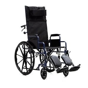 rehamo steely r reclining wheelchair durable brakes rigidizer bar stability  padded upholstry m steel frame folding best in class flip up armrest good looking light weight compact