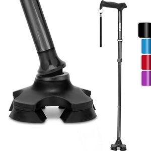 rehand walking stick for men amp women - foldable adjustable lightweight self standing pivot walking cane soft handle grip with travel bag walking sticks for seniors amp adults black