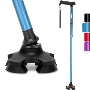 rehand walking stick for men amp women - foldable adjustable lightweight self standing pivot walking cane soft handle grip with travel bag walking sticks for seniors amp adults blue
