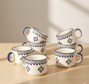 Rehbar handicraft Pack of 6 Stoneware BLUE