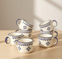 Rehbar handicraft Pack of 6 Stoneware BLUE