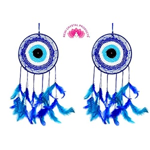 reiki crystal products evil eye dream catcher wall hanging for positive energy and protections 35 x 15 cm pack of 2