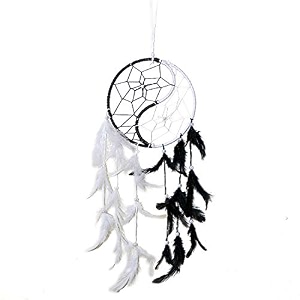 reiki crystal products yin yang dream catcher wall hanging for positive energy thinking and protections 45 x 15 cm