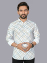 REJIO Men Printed Casual Blue Shirt