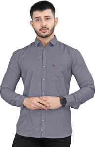 REJIO Men Solid Casual Grey Shirt
