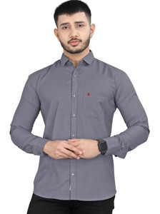 REJIO Men Solid Casual Grey Shirt