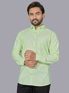 REJIO Men Solid Casual Light Green Shirt