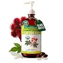 RejuveNaturals Castor Oil (16oz Glass Bottle) 100% Pure, USDA Certified Organic Cold Pressed, Hexane Free. Boost Hair Growth for Thicker, Fuller Hair, Lashes & Eyebrows.