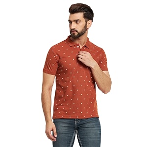 Mens Cotton Half Sleeves Printed Polo T-shirt-POLO105
