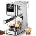 RELEXNOW Espresso Machine, 20 Bar Professional Espresso Coffee Maker with Milk Steam Wand, Hot and Iced Coffee Machine, Stainless Steel Compact Coffee Machine for