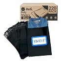 Reli. (220 Pcs) 12x15.5" Black Poly Mailers | Shipping Bags, Small Business