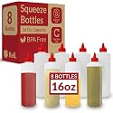 Reli. Plastic Squeeze Bottles, 16 oz. | 8 Pack | Condiment Squeeze Bottles