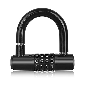 reliable bike combination lock  4-digit code u lock d lock for electric scooter  strong anti-theft steel security device  portable with frame carrier and weather seal 1 pcs