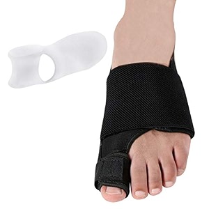 relief hallux valgus bunion splint  toe spreader combo  adjustable toe straightener with metal support  silicone separator for bunion pain toe alignment medium size - left foot