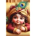 Religious Baby Krishna Poster for Pregnant Women Bal Roop Kanha Kanhaiya Unframed Wall Art Paper Print 300gsm 18 inch x 12 inch for Bedroom Pooja Mandir Room