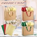 ReliThick 12 Pack Paper Gift Bag with Handles &amp; Tissue, Green, Red, Gold