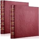 ReliThick 2 Pcs Vintage Leather 3 Ring Binder, 1 Inch D Rings, Red