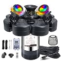 RELIY Pond Fountain Aerator, With 4 RGB Lights 1HP 110V 15000 GPH Stainless Steel Fountain Pump, Fully Automatic Powerful Lake Floating Fountain, 100 FT Power Cord, Programmable Timer Switch