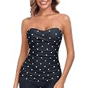 RELLECIGA Women's Tummy Control Tankini Top Bandeau Strapless Swim Tops