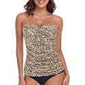 RELLECIGA Women's Tummy Control Tankini Top Bandeau Strapless Swim Tops